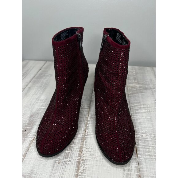 Juicy Coutyre Burgundy Women's Rhinestone Ankle Boots 5.5M - Picture 10 of 12
